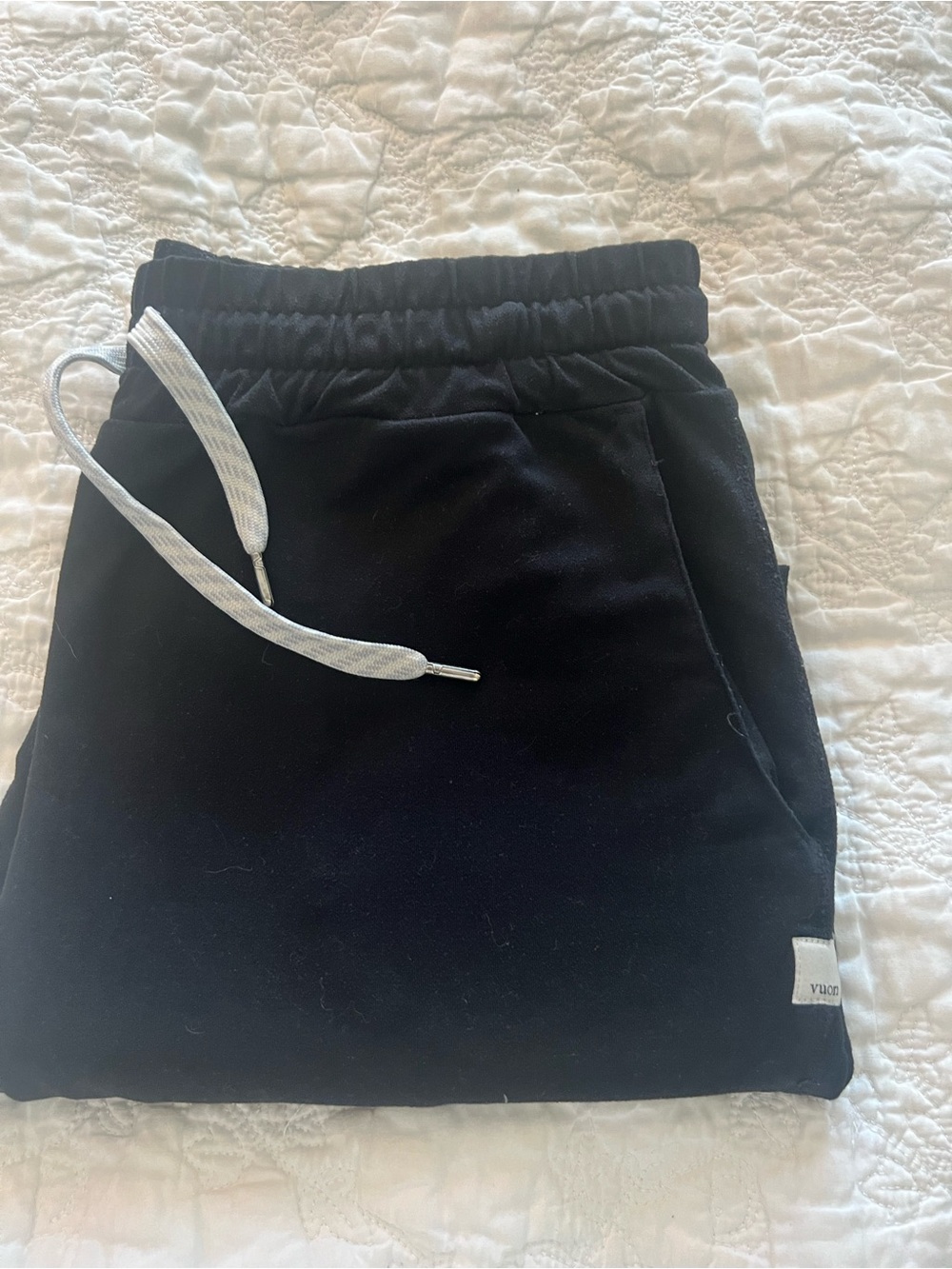Vuori Black Track Joggers with White Drawstring